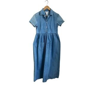 Jones New York Sport Blue Vintage Denim Maxi Dress Small Cottagecore Y2K Classic